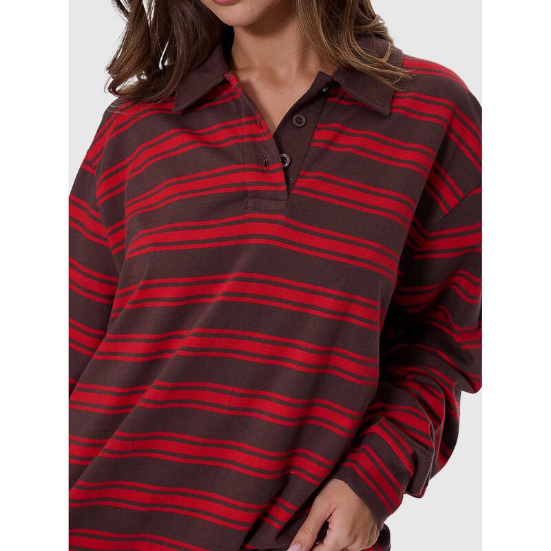 Thrills Conditions Apply Stripe Long Sleeve Polo image number 2